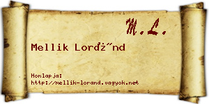 Mellik Loránd névjegykártya